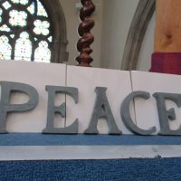 Peace sign at Salisbury United Reformed Church, Ana Gobledale