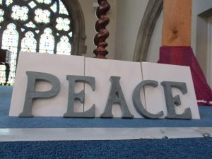 Peace sign at Salisbury United Reformed Church, Ana Gobledale