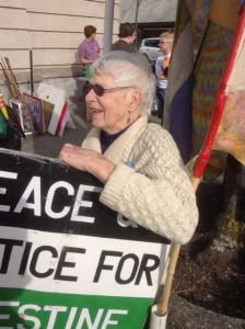 A mother activist for peace, Friday Peace Vigil, Bellingham, Washington USA