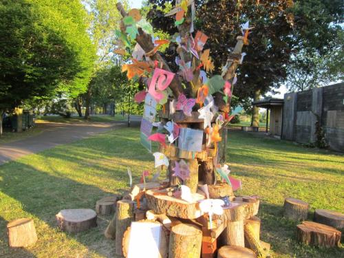 Eco-tree, messages for environment, Hilly Fields, London UK -- Ana Gobledale