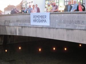 Hiroshima Day candles for peace, Salisbury UK