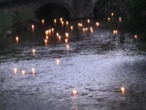 Hiroshima Day candle float for peace, Salisbury UK
