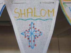 Shalom bunting for Girls Brigade, Andover United Reformed Church, Hampshire UK -- Ana Gobledale