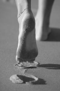 Step by Step footprints in sand
